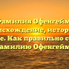 Фамилия Офенгейм: происхождение, история и значение. Как правильно склонять фамилию Офенгейм?