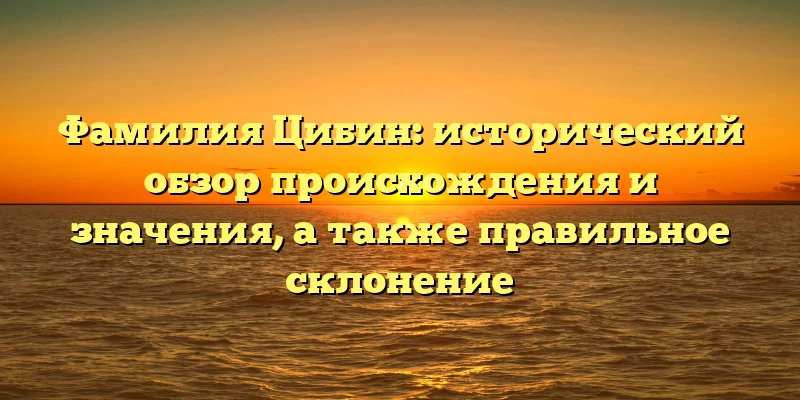 Фамилия Цибин: исторический обзор происхождения и значения, а также правильное склонение