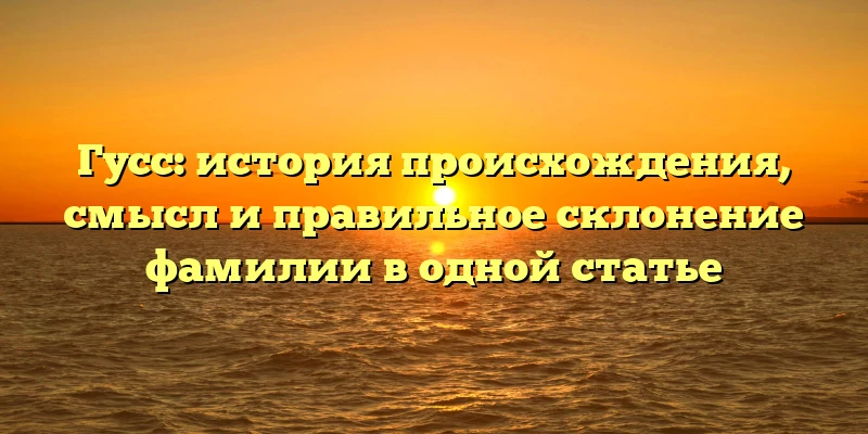 Гусс: история происхождения, смысл и правильное склонение фамилии в одной статье Гусс: история происхождения, смысл и правильное склонение фамилии в одной статье