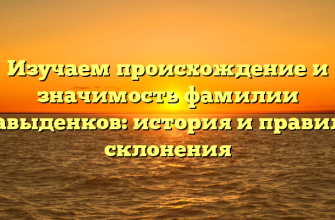 Изучаем происхождение и значимость фамилии Давыденков: история и правила склонения