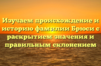 Изучаем происхождение и историю фамилии Брюси с раскрытием значения и правильным склонением