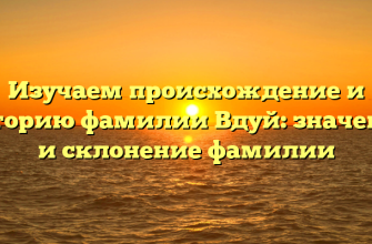 Изучаем происхождение и историю фамилии Вдуй: значение и склонение фамилии