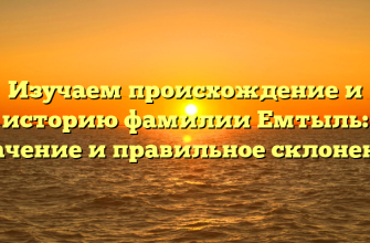 Изучаем происхождение и историю фамилии Емтыль: значение и правильное склонение