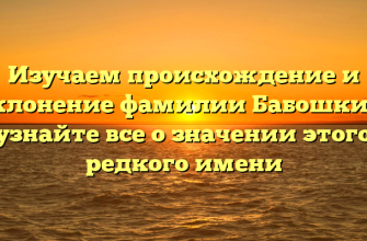 Изучаем происхождение и склонение фамилии Бабошкин: узнайте все о значении этого редкого имени