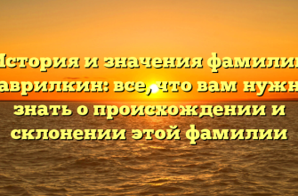 История и значения фамилии Гаврилкин: все, что вам нужно знать о происхождении и склонении этой фамилии