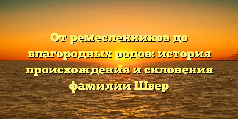 От ремесленников до благородных родов: история происхождения и склонения фамилии Швер От ремесленников до благородных родов: история происхождения и склонения фамилии Швер