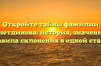 Откройте тайны фамилии Айнетдинова: история, значение и правила склонения в одной статье Откройте тайны фамилии Айнетдинова: история, значение и правила склонения в одной статье