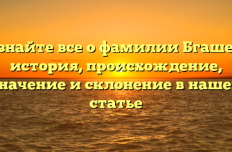 Узнайте все о фамилии Бгашев: история, происхождение, значение и склонение в нашей статье