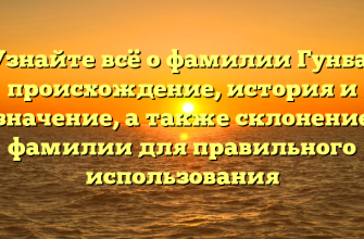 Узнайте всё о фамилии Гунба: происхождение, история и значение, а также склонение фамилии для правильного использования