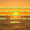 Фамилия Алексашин: происхождение, история и значение, а также склонение фамилии — все, что вы хотели знать.