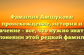 Фамилия Амшукова: происхождение, история и значение – все, что нужно знать о склонении этой редкой фамилии