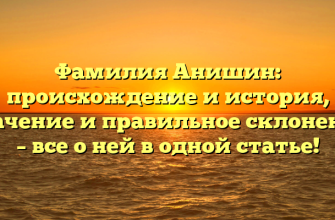 Фамилия Анишин: происхождение и история, значение и правильное склонение – все о ней в одной статье!