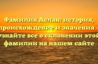 Фамилия Аслан: история, происхождение и значения — узнайте все о склонении этой фамилии на нашем сайте