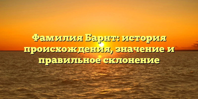 Фамилия Барнт: история происхождения, значение и правильное склонение Фамилия Барнт: история происхождения, значение и правильное склонение
