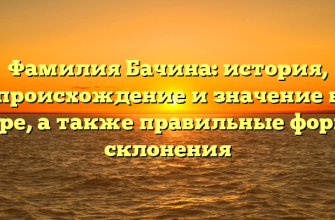 Фамилия Бачина: история, происхождение и значение в мире, а также правильные формы склонения Фамилия Бачина: история, происхождение и значение в мире, а также правильные формы склонения