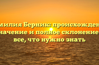 Фамилия Берник: происхождение, значение и полное склонение — все, что нужно знать