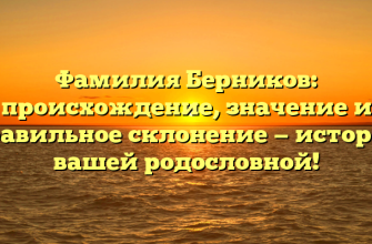 Фамилия Берников: происхождение, значение и правильное склонение — история вашей родословной!