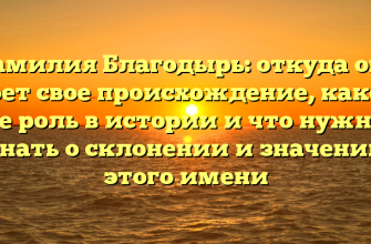 Фамилия Благодырь: откуда она берет свое происхождение, какова ее роль в истории и что нужно знать о склонении и значении этого имени