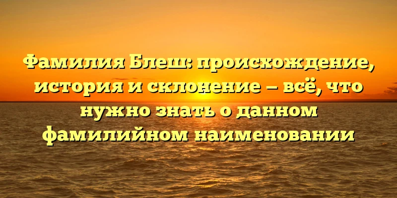 Фамилия Блеш: происхождение, история и склонение — всё, что нужно знать о данном фамилийном наименовании Фамилия Блеш: происхождение, история и склонение — всё, что нужно знать о данном фамилийном наименовании