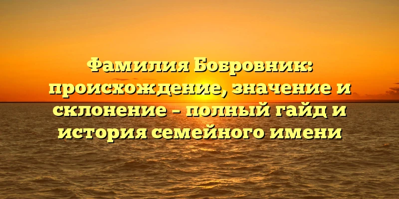 Фамилия Бобровник: происхождение, значение и склонение – полный гайд и история семейного имени Фамилия Бобровник: происхождение, значение и склонение – полный гайд и история семейного имени