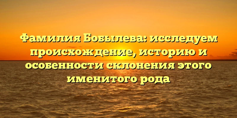 Фамилия Бобылева: исследуем происхождение, историю и особенности склонения этого именитого рода Фамилия Бобылева: исследуем происхождение, историю и особенности склонения этого именитого рода