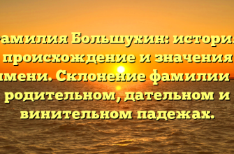 Фамилия Большухин: история, происхождение и значения имени. Склонение фамилии в родительном, дательном и винительном падежах.