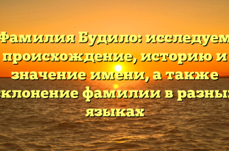 Фамилия Будило: исследуем происхождение, историю и значение имени, а также склонение фамилии в разных языках