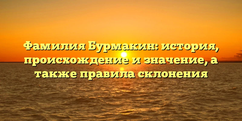 Фамилия Бурмакин: история, происхождение и значение, а также правила склонения Фамилия Бурмакин: история, происхождение и значение, а также правила склонения