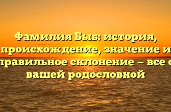 Фамилия Быб: история, происхождение, значение и правильное склонение — все о вашей родословной