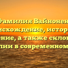 Фамилия Вайнонен: происхождение, история и значение, а также склонение фамилии в современном мире