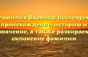Фамилия Вдовица: исследуем происхождение, историю и значение, а также разбираем склонение фамилии