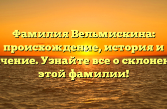 Фамилия Вельмискина: происхождение, история и значение. Узнайте все о склонении этой фамилии!