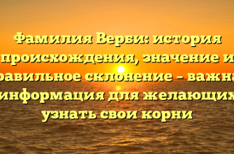 Фамилия Верби: история происхождения, значение и правильное склонение – важная информация для желающих узнать свои корни