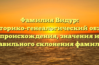 Фамилия Видур: историко-генеалогический обзор происхождения, значения и правильного склонения фамилии