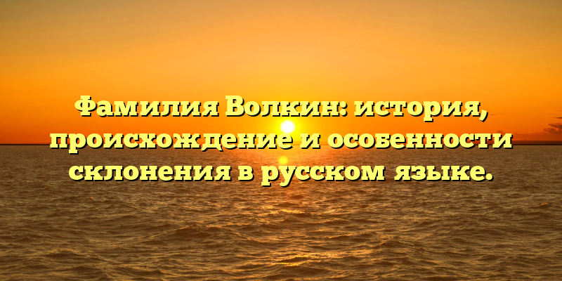 Фамилия Волкин: история, происхождение и особенности склонения в русском языке.