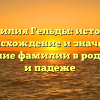Фамилия Гельды: история, происхождение и значение. Склонение фамилии в роде, числе и падеже