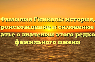 Фамилия Гинкель: история, происхождение и склонение в статье о значении этого редкого фамильного имени