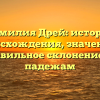 Фамилия Дрей: история происхождения, значение и правильное склонение по падежам