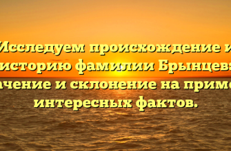 Исследуем происхождение и историю фамилии Брынцев: значение и склонение на примере интересных фактов.