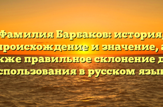 Фамилия Барбаков: история, происхождение и значение, а также правильное склонение для использования в русском языке