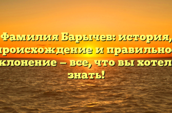 Фамилия Барычев: история, происхождение и правильное склонение — все, что вы хотели знать!