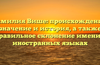 Фамилия Више: происхождение, значение и история, а также правильное склонение имени в иностранных языках