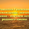 Фамилия Гусевская: происхождение, значение и склонение – изучаем историю родового имени