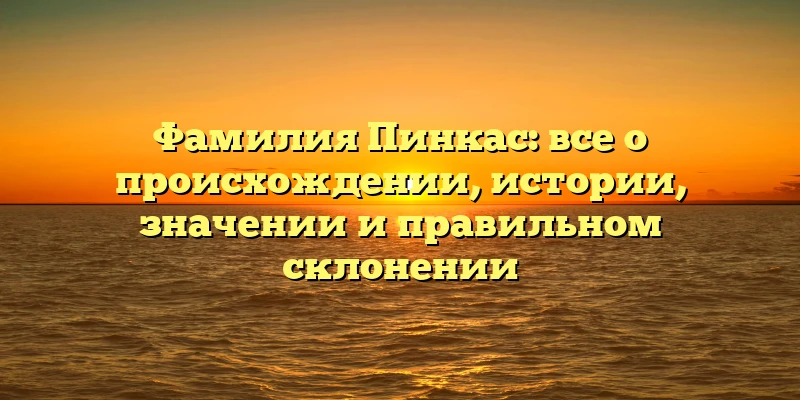 Фамилия Пинкас: все о происхождении, истории, значении и правильном склонении Фамилия Пинкас: все о происхождении, истории, значении и правильном склонении