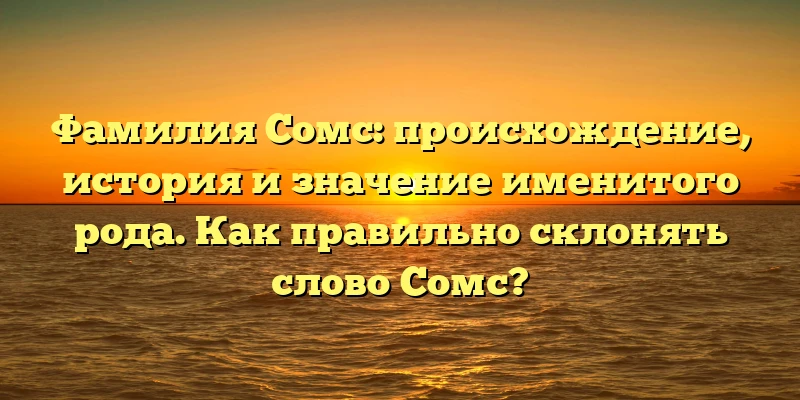 Фамилия Сомс: происхождение, история и значение именитого рода. Как правильно склонять слово Сомс? Фамилия Сомс: происхождение, история и значение именитого рода. Как правильно склонять слово Сомс?