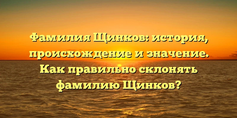 Фамилия Щинков: история, происхождение и значение. Как правильно склонять фамилию Щинков? Фамилия Щинков: история, происхождение и значение. Как правильно склонять фамилию Щинков?