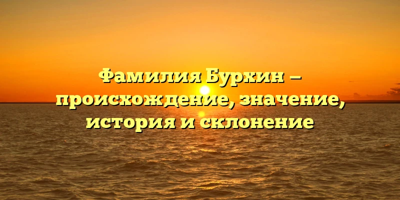 Фамилия Бурхин — происхождение, значение, история и склонение Фамилия Бурхин — происхождение, значение, история и склонение